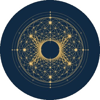 Zeichen für den Human Nature Codex: ein Mandala aus verschränkten Kreisen mit goldenen Punkten