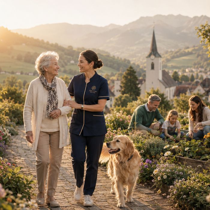 Ein Spaziergang durchs Dorf mit einer Seniorin